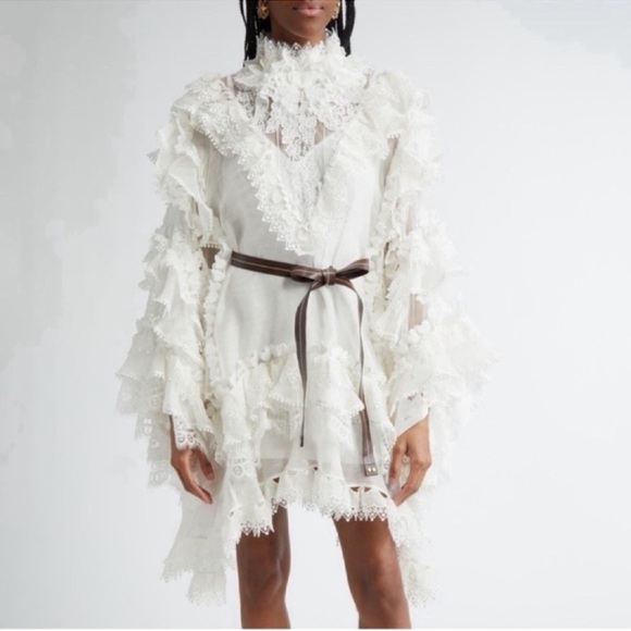 Zimmermann Dresses & Skirts - New Zimmermann Crush Heart Trim Long Sleeve Minidress Size Medium